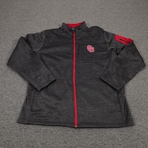 Oklahoma Sooners Jacket Mens Large Gray NCAA Football Colosseum Full Zip